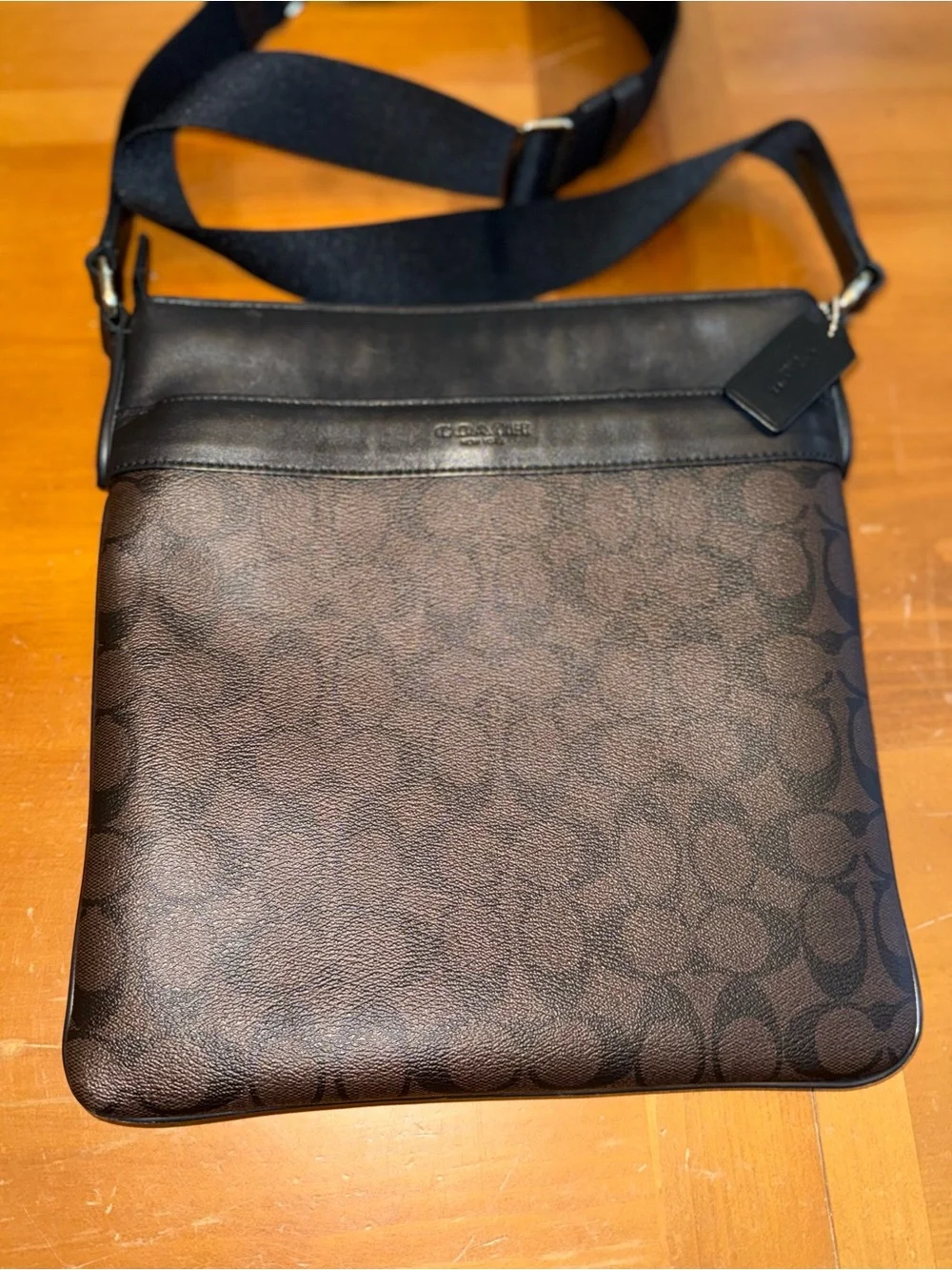 Coach Charles Crossbody Signature Brown Canvas Leather Trim Shoulder Bag Classic